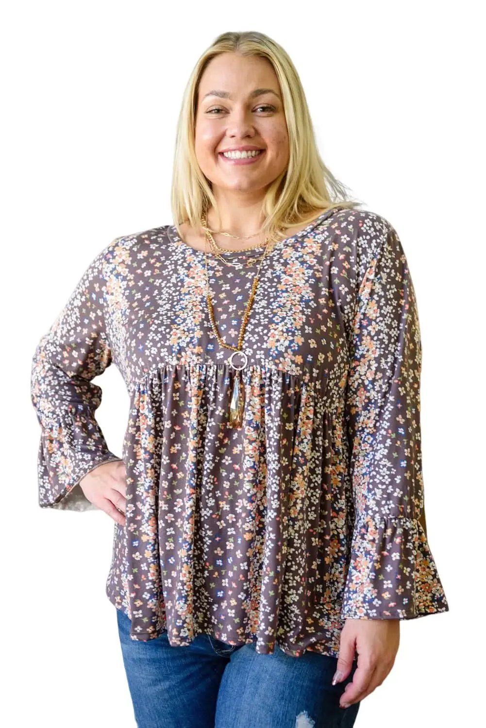 Charming plus size floral babydoll top - Love Salve